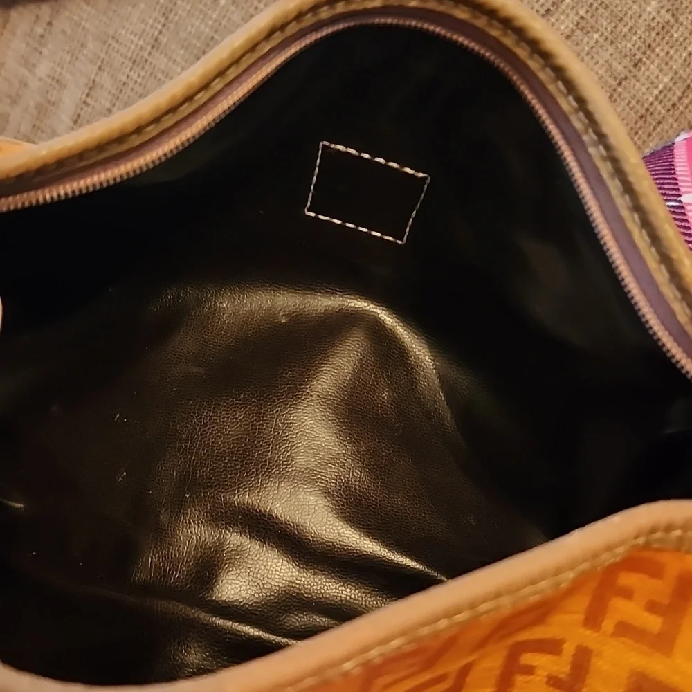 Fendi Zucca Vintage Rare Clutch Pouch W/Leather Trim Strap - Picture 13 of 16